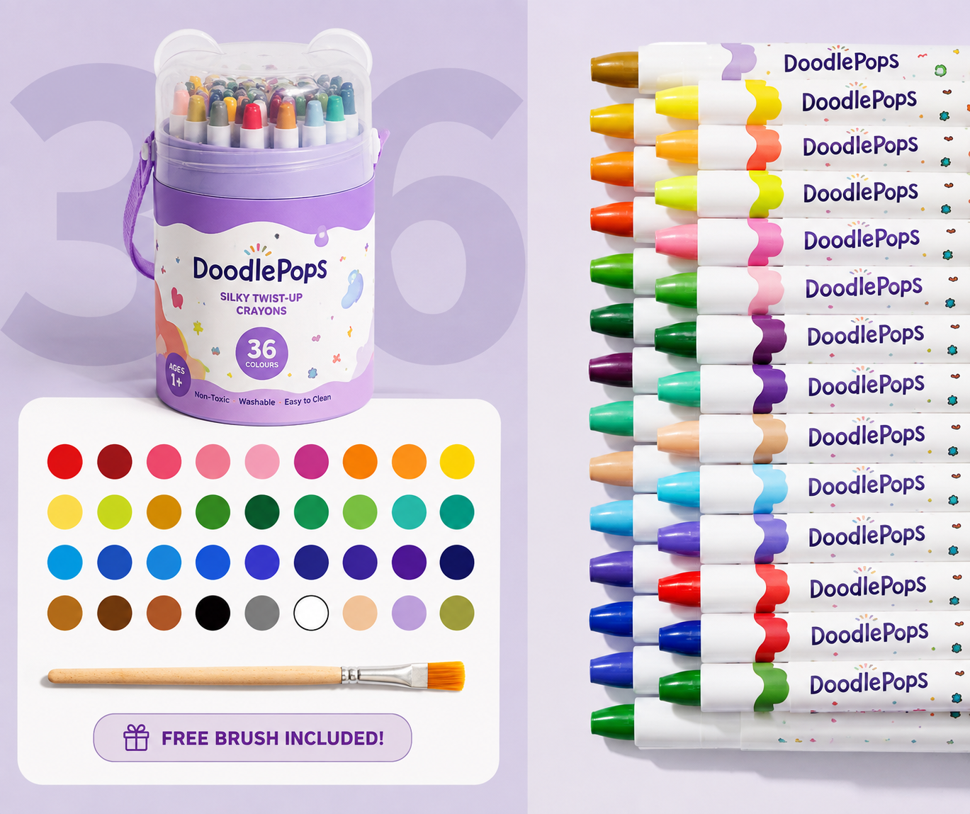 DoodlePops Silky Twist-Up Washable Crayons