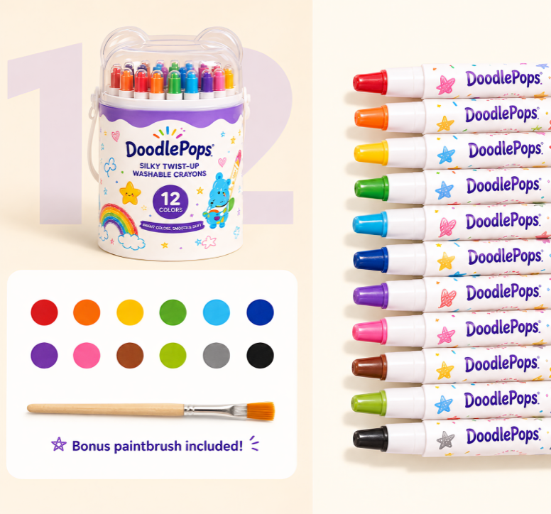 DoodlePops Silky Twist-Up Washable Crayons